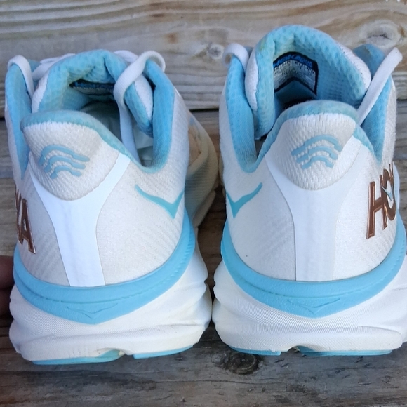 Hoka White and Light Blue Athletic Shoes - Picture 13 of 16